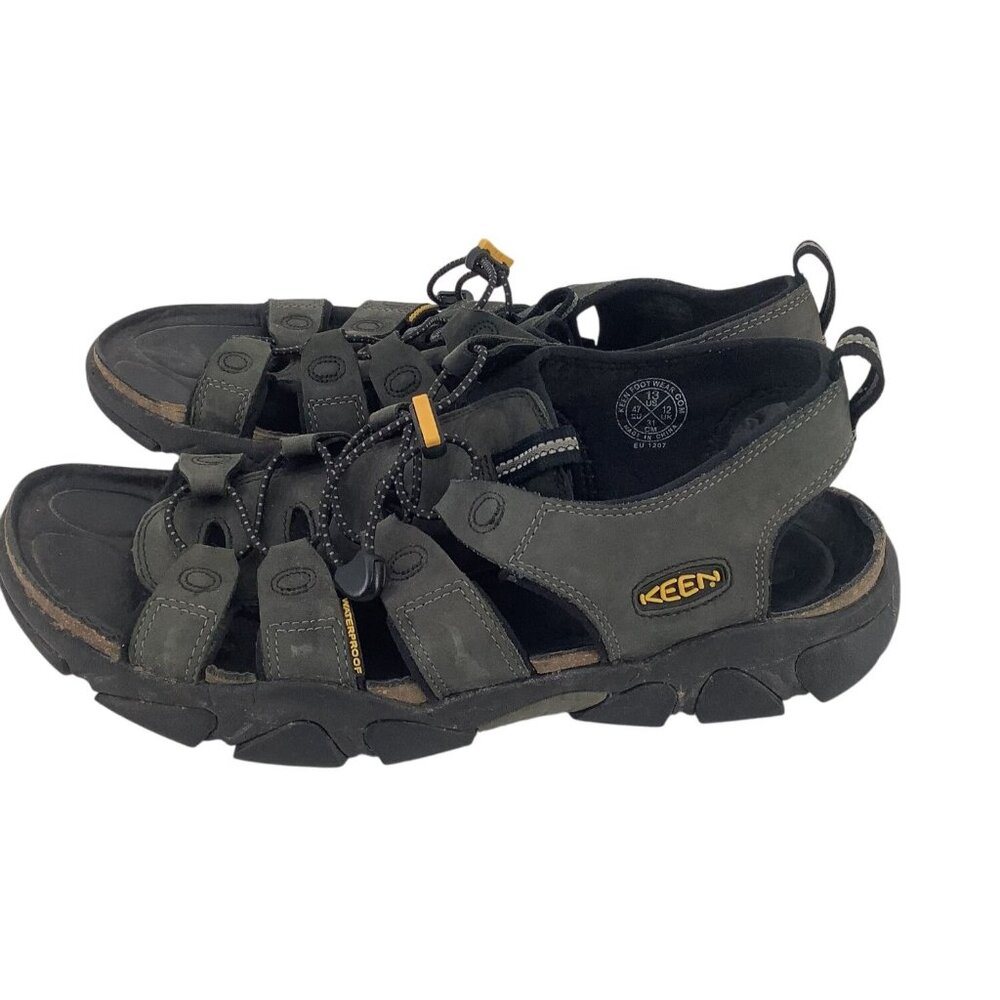 Keen Mens Black Leather Outdoor Sandals Size 13 Made In China - Picture 6 of 7
